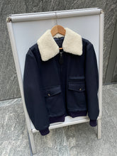 Load image into Gallery viewer, MAISON MARGIELA DARK BLUE BLOUSON JACKET WITH SHEARLING