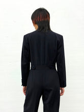 Load image into Gallery viewer, ESCADA NAVY TAILORED WOOL JUMPSUIT WITH VELVET COLLAR