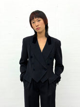 Load image into Gallery viewer, ESCADA NAVY TAILORED WOOL JUMPSUIT WITH VELVET COLLAR