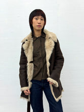 Load image into Gallery viewer, RENE LEZARD DARK BROWN LEATHER SHEARLING JACKET