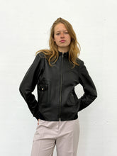 Load image into Gallery viewer, DOLCE&GABBANA BLACK LEATHER BLOUSON ZIP JACKET