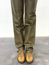 Load image into Gallery viewer, YVES SAINT LAURENT KHAKI LEATHER PANTS (80s)