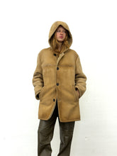 Load image into Gallery viewer, PRADA HOODED SHEARLING LEATHER COAT