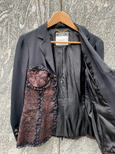 Load image into Gallery viewer, 1990 MOSCHINO COUTURE BLACK/BROWN CORSET BLAZER