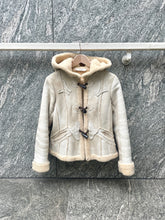 Load image into Gallery viewer, PRADA BEIGE HOODED SHEARLING LEATHER JACKET