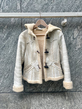 Load image into Gallery viewer, PRADA BEIGE HOODED SHEARLING LEATHER JACKET