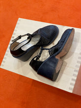 Load image into Gallery viewer, DRIES VAN NOTEN DARK BLUE LEATHER WEDGES
