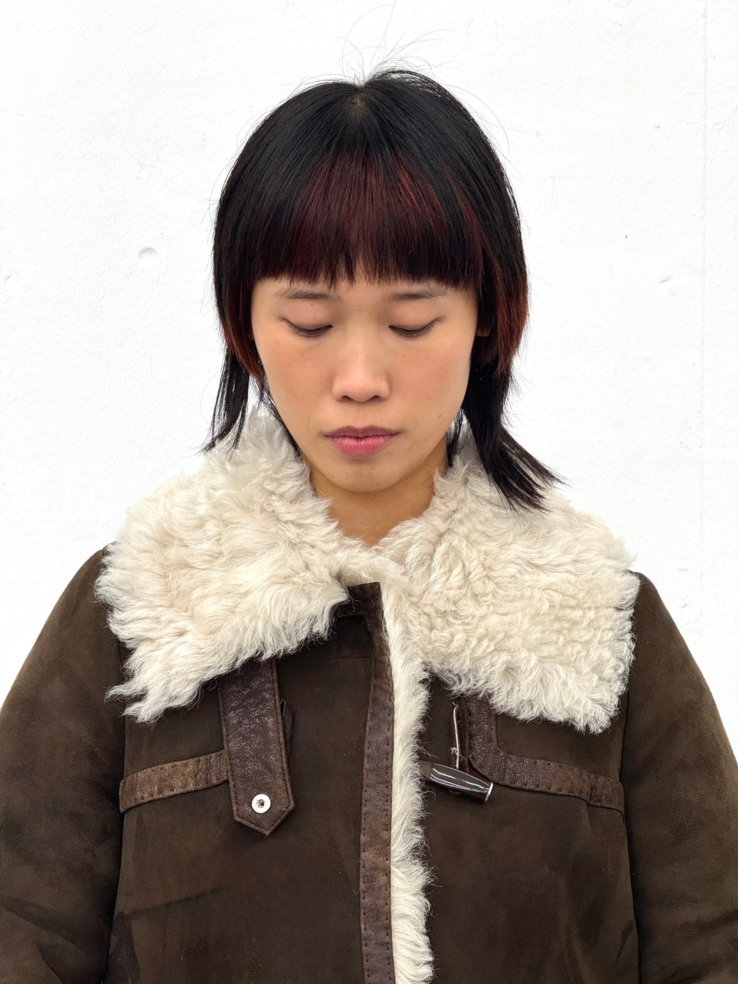 ESCADA BROWN LEATHER SHEARLING JACKET
