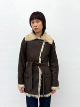 Load image into Gallery viewer, RENE LEZARD DARK BROWN LEATHER SHEARLING JACKET

