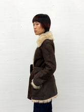 Load image into Gallery viewer, RENE LEZARD DARK BROWN LEATHER SHEARLING JACKET
