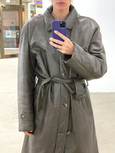 Load image into Gallery viewer, YVES SAINT LAURENT GREY/BROWN LEATHER TRENCH COAT
