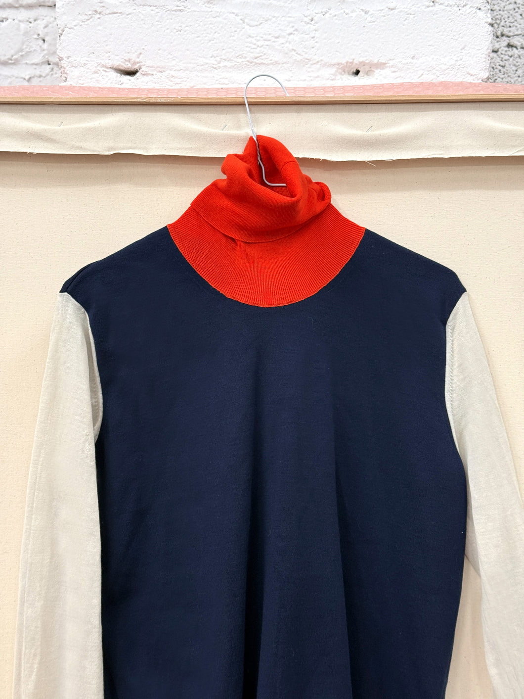 CÈLINE BY PHOEBE PHILO COLOR BLOCK WOOL TURTLENECK