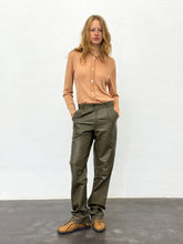 Load image into Gallery viewer, YVES SAINT LAURENT KHAKI LEATHER PANTS (80s)
