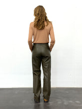 Load image into Gallery viewer, YVES SAINT LAURENT KHAKI LEATHER PANTS (80s)
