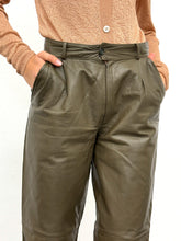 Load image into Gallery viewer, YVES SAINT LAURENT KHAKI LEATHER PANTS (80s)

