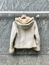 Load image into Gallery viewer, PRADA BEIGE HOODED SHEARLING LEATHER JACKET
