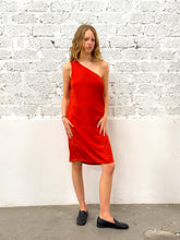 Load image into Gallery viewer, ARMANI JEANS ASYMMETRICAL ORANGE-RED MIDI DRESS
